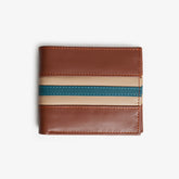 Tri-Color Striped Leather Bifold Wallet