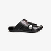 Men's Premium Leather Cross Strap Comfort Slippers