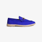 Premium Cobalt Blue Loafers with Gold Horsebit Detail