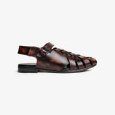 Men's Dark Brown Woven Leather Slingback Sandals