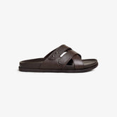 Men's Premium Leather Cross Strap Comfort Slippers