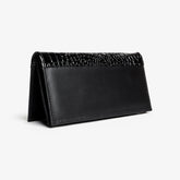 Premium Black Crocodile-Textured Leather Long Wallet