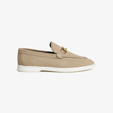 Suede Horsebit Metallic Buckle Loafers