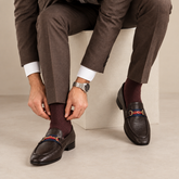 Men's Brown Grosgrain Horsebit Loafers-Pocket Comfort Dress Shoes